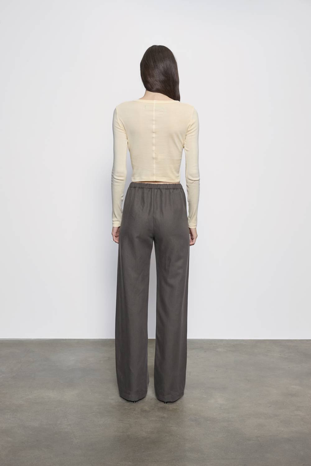 Enza Costa - SUPIMA BABY RIB LONG SLEEVE CROPPED TOP