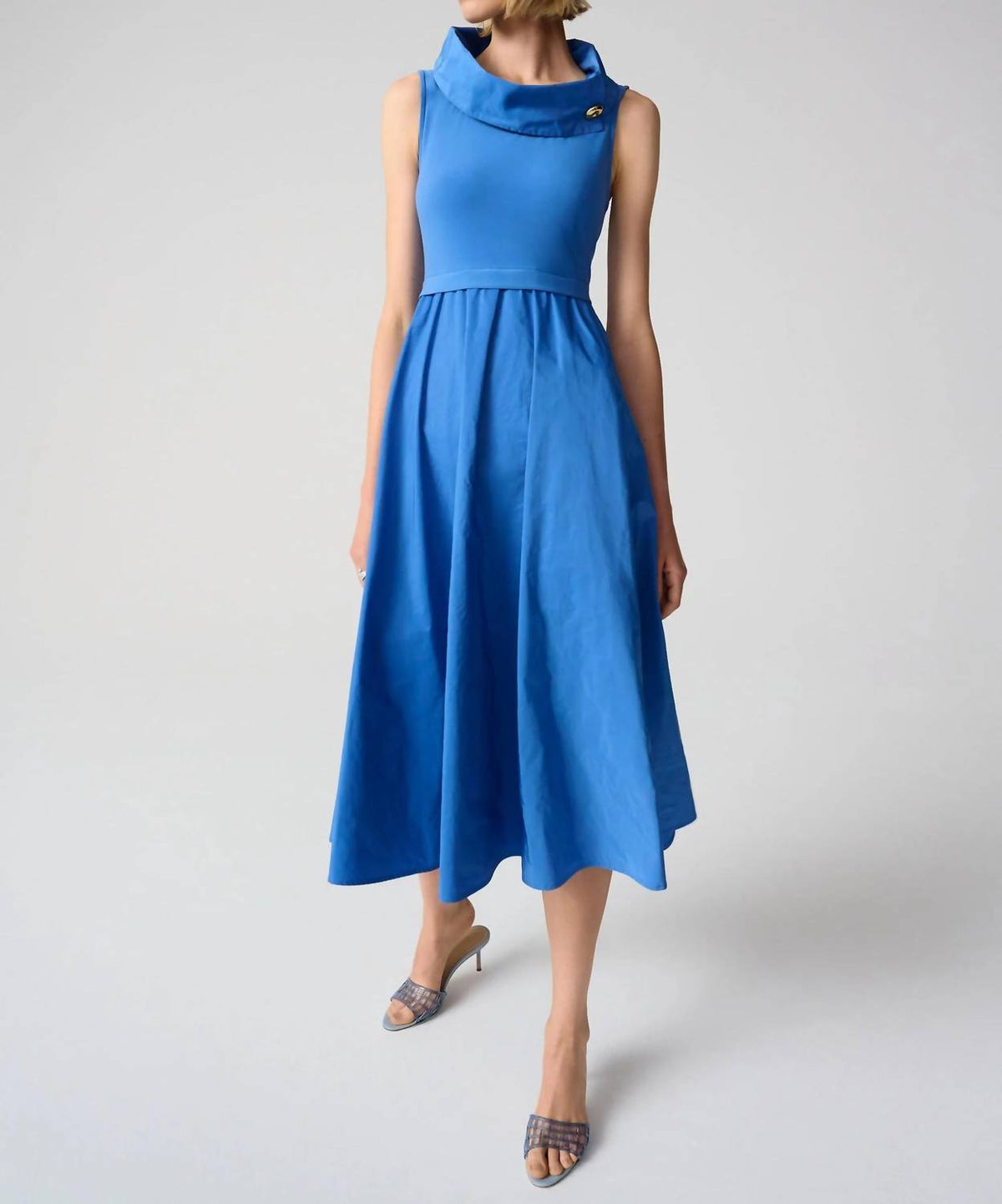 Joseph Ribkoff - Shawl Collar Midi Fit And Flare Dress