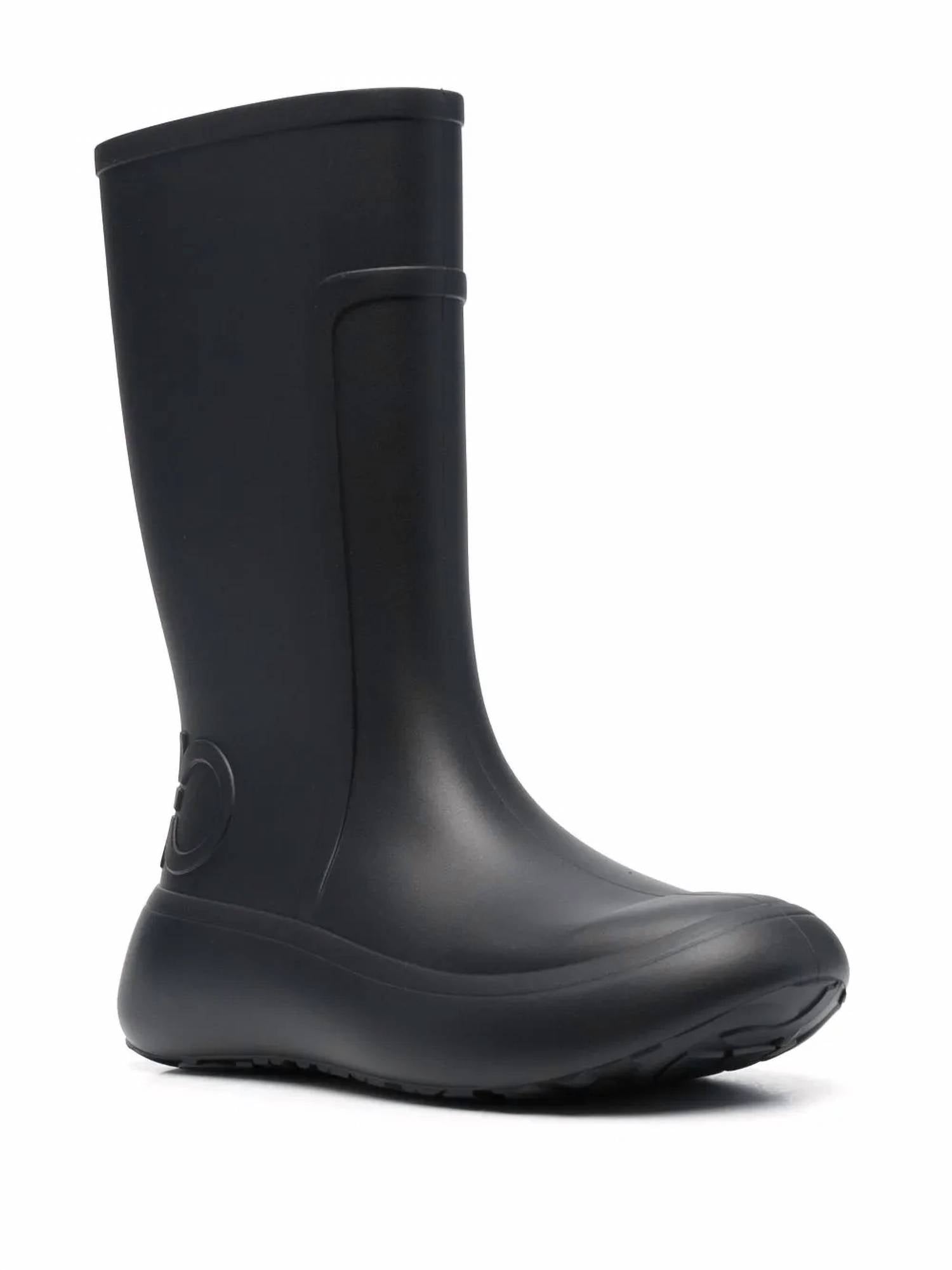 Salvatore Ferragamo Women's Gancini-debossed Rain Boots in black - women's shoe - view 134