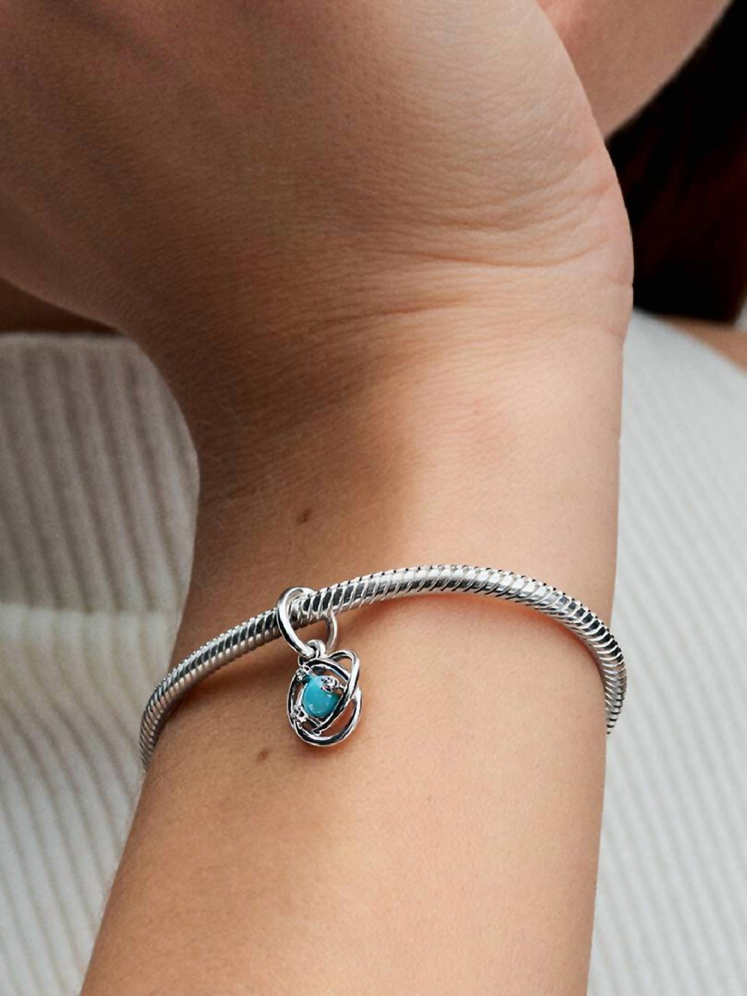 Pandora Eternity Circle Dangle Charm in silver - women's jewelry - detail view