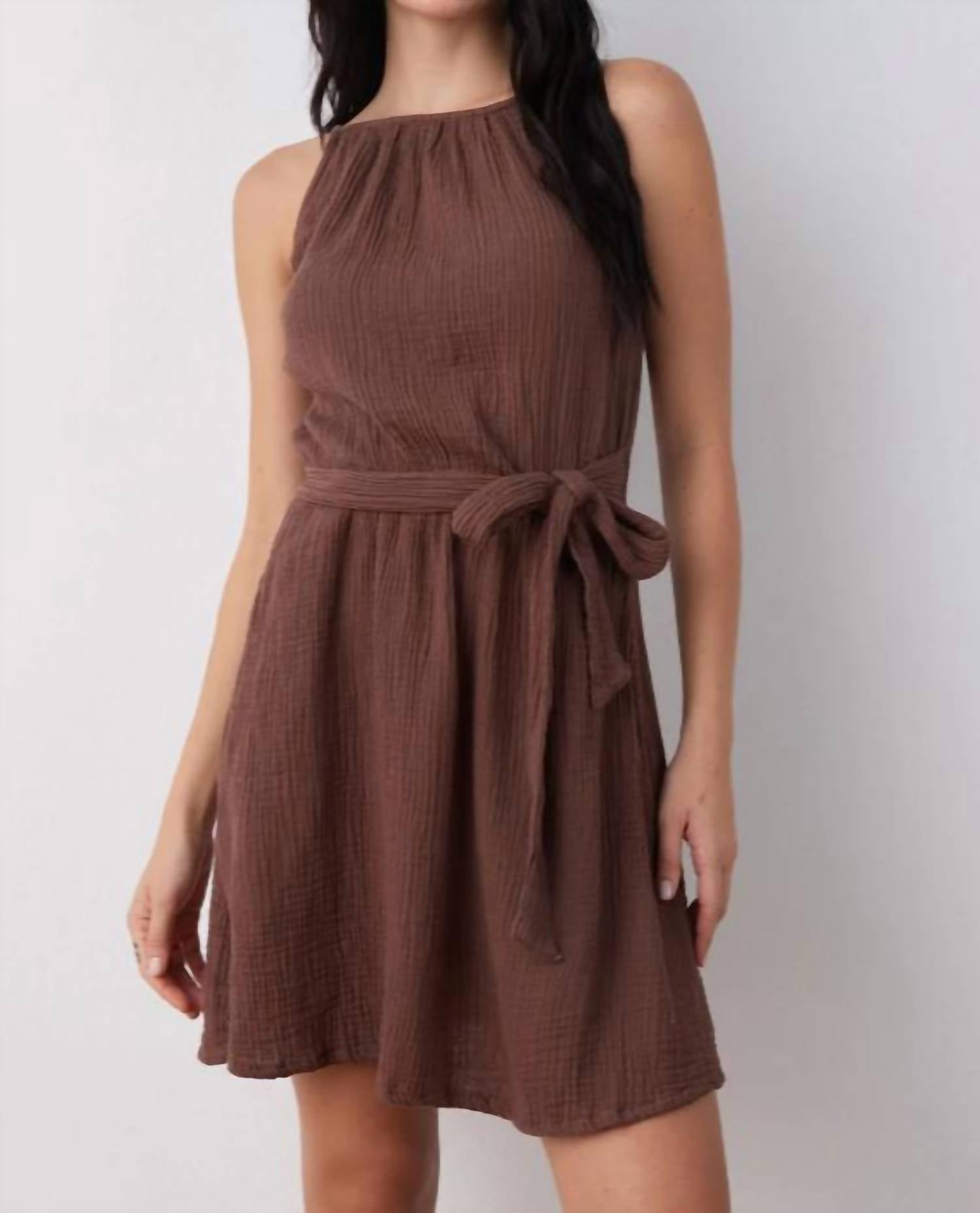 Bella Dahl Smocked Waist Mini Dress in java - women's dress