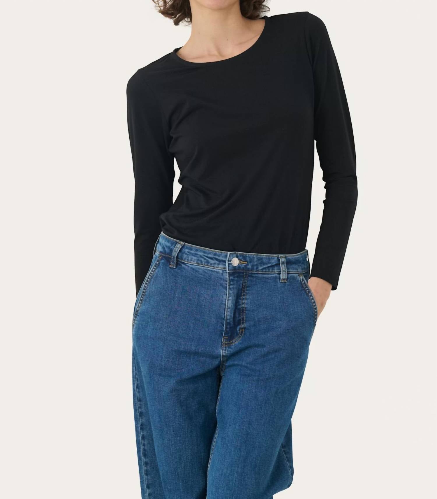 Part Two Nemajas Long Sleeve Tee in black - women's long sleeve top