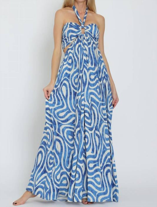 Aakaa - Halter Smocked Back Top Cut Out Waisted Maxi Dress