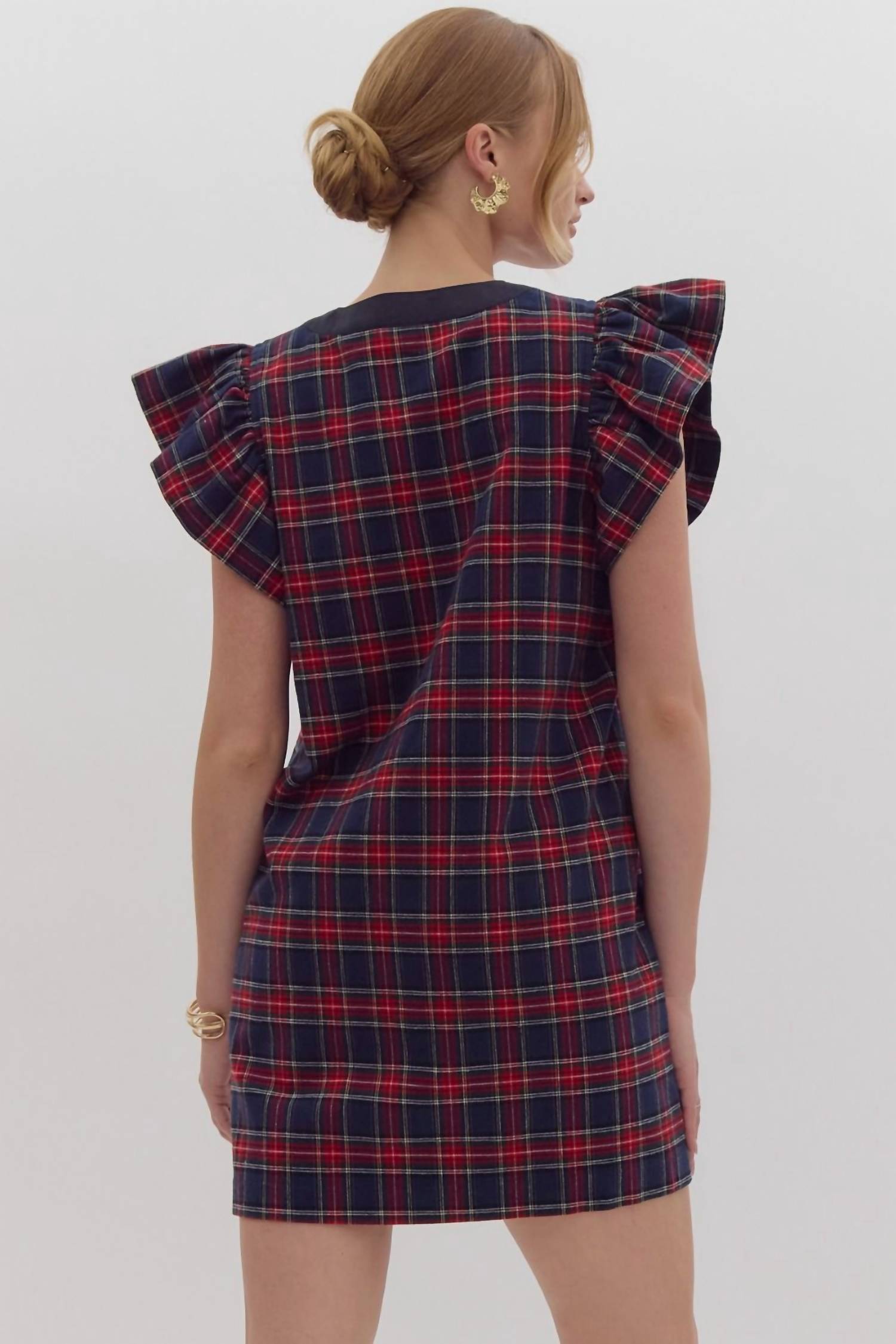entro Faith Mini Dress in navy red - women's dress - alternate view
