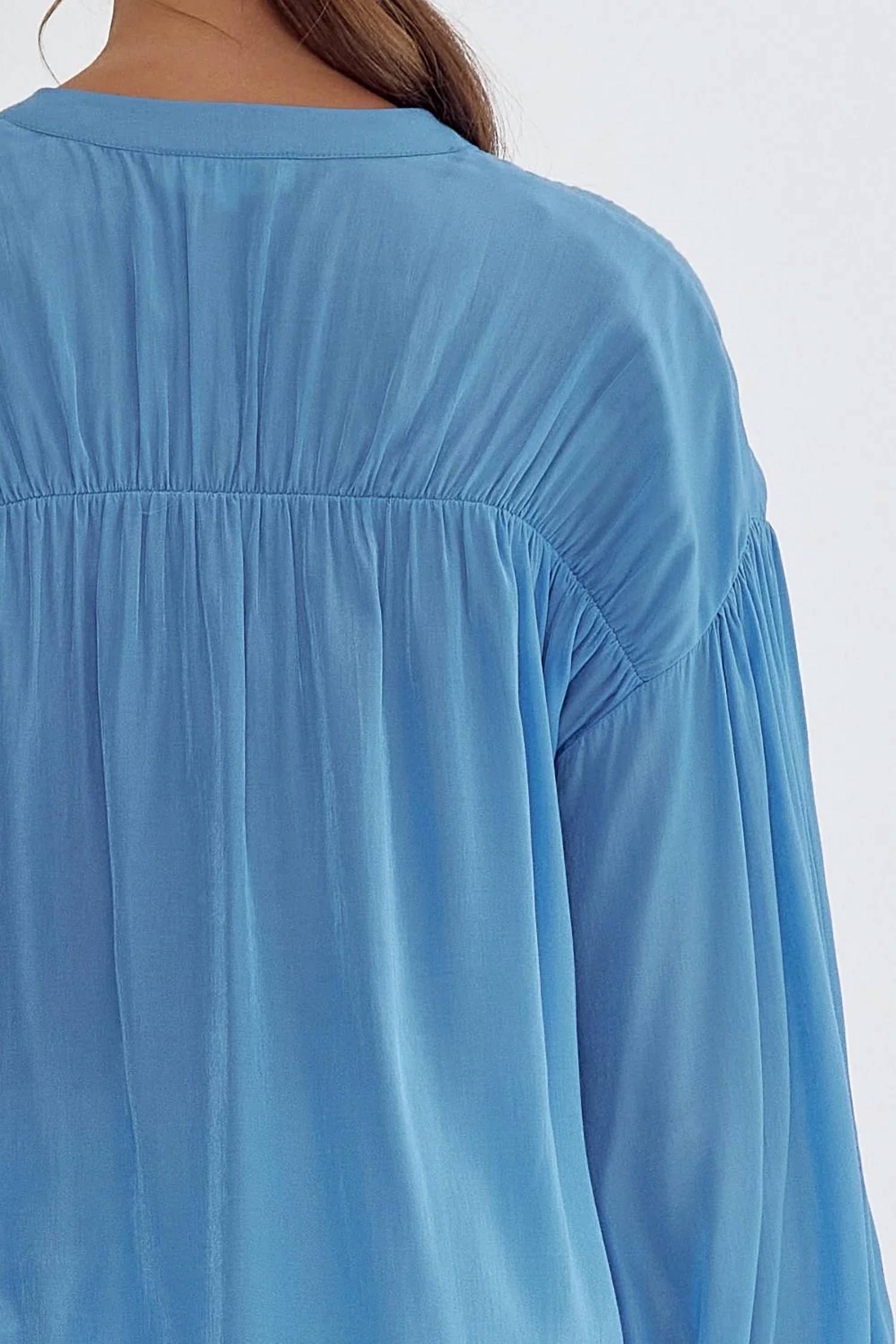 Entro - Sara Pleated Detail Long Sleeve Button Up Blouse