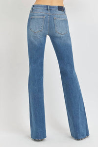 Risen - Mid Rise Flare Raw Cut Hem Jeans
