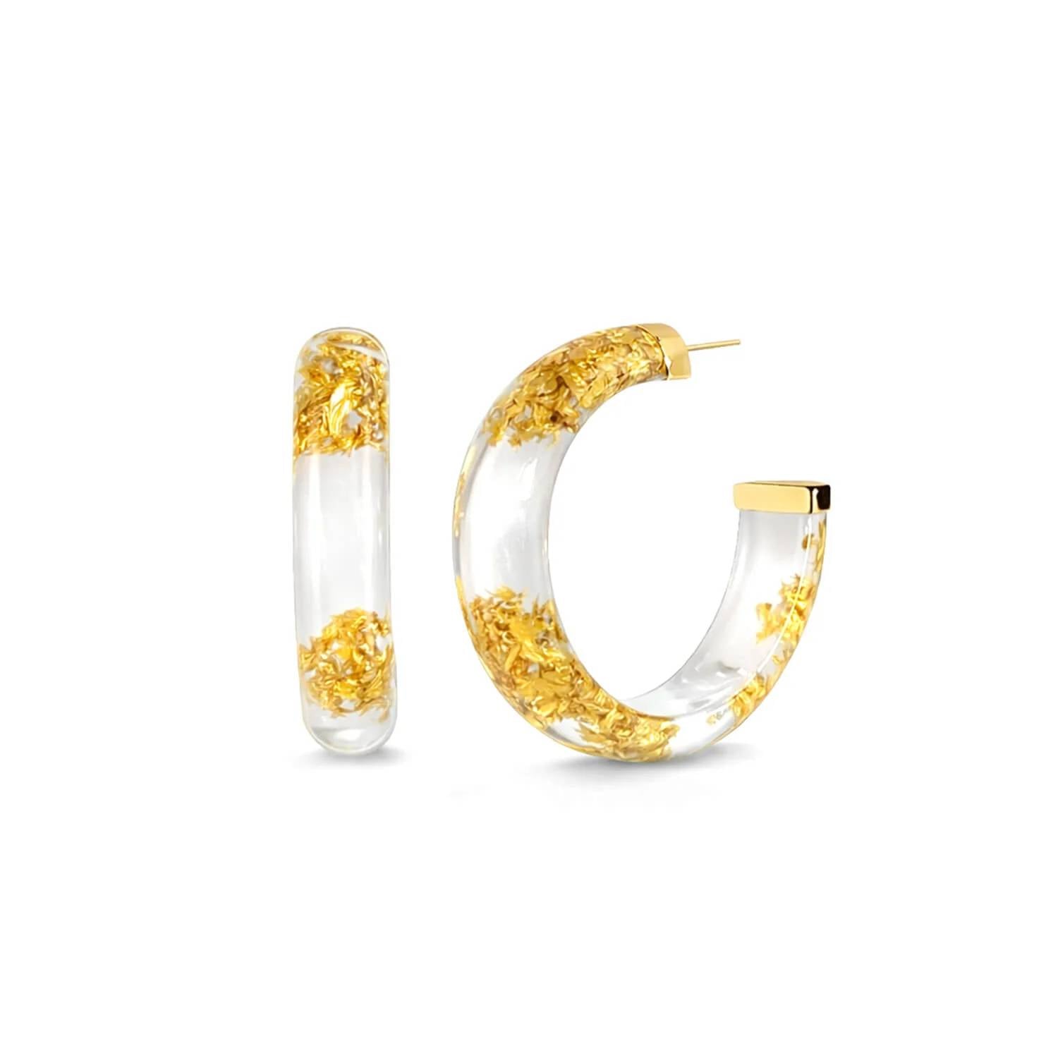 Gold & Honey - Women's Small Lucite Hoop Earrings