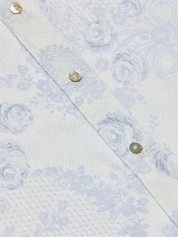 L'Agence Dani Blouse in ivory pale mist blue lace print - women's blouse - view 7