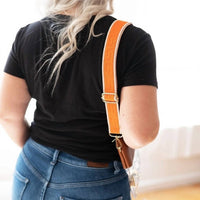 Viv & Lou Women's Greek Key Adjustable Detachable Crossbody Bag Purse Strap in orange - women's item - alternate view