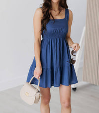 needii Nina Mini Dress in navy - women's dress - detail view