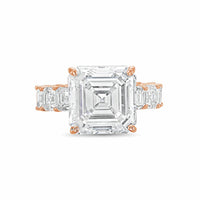 Diana M Jewels - Women's Asscher Lab-Grown Diamond Engagement Ring (8.00 Ct) - Elegant Plus