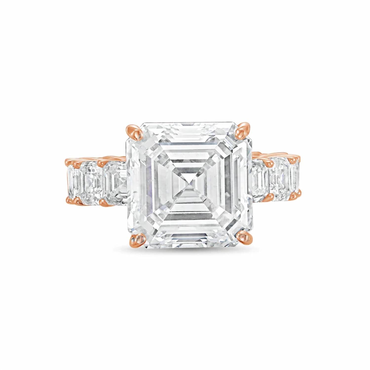Diana M Jewels - Women's Asscher Lab-Grown Diamond Engagement Ring (8.00 Ct) - Elegant Plus