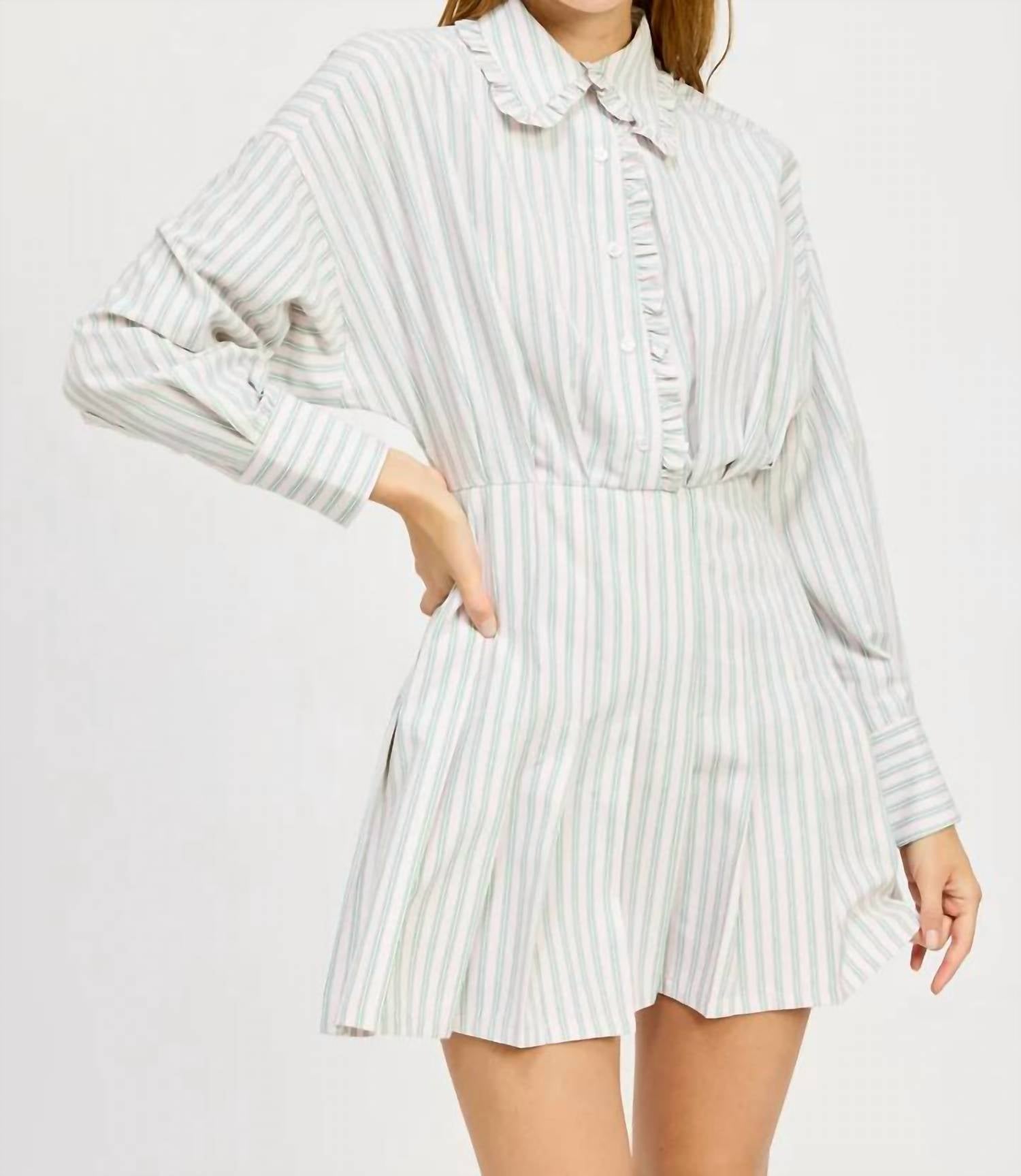 En Saison - Kindra Long Sleeve Mini Shirtdress
