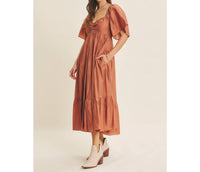 In February - Sweetheart Smocked Flowy Midi Dress