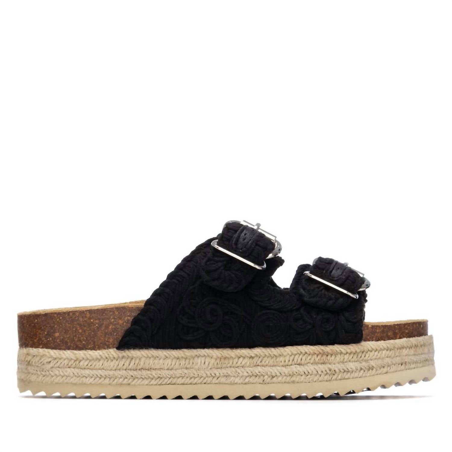 Xti Women's Refresh Textile Sandals in black - women's sandal