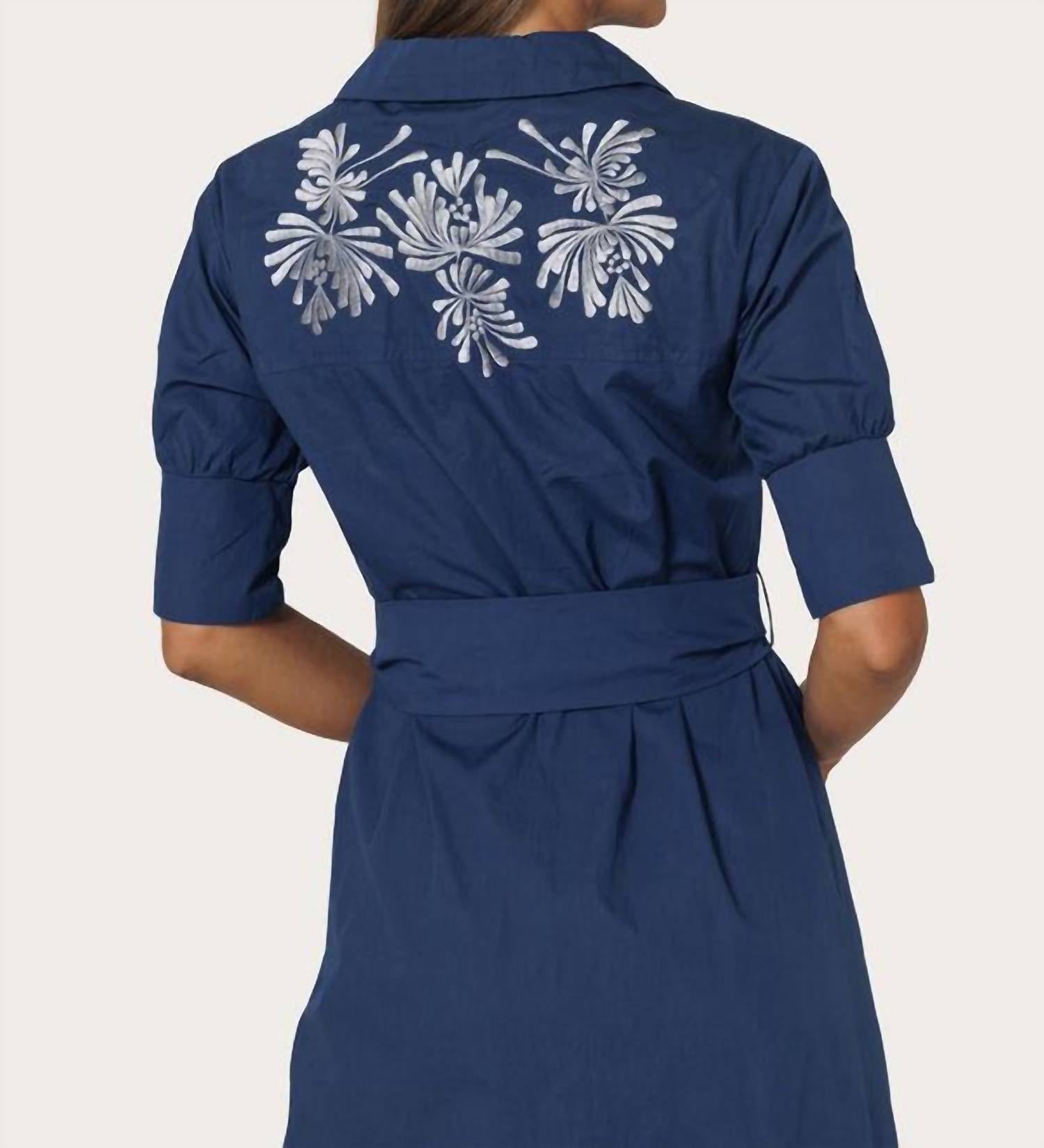 Lusana - Connie Embroidered Poplin Shirt Midi Dress