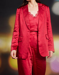 Skies Are Blue - One Button Dull Satin Blazer