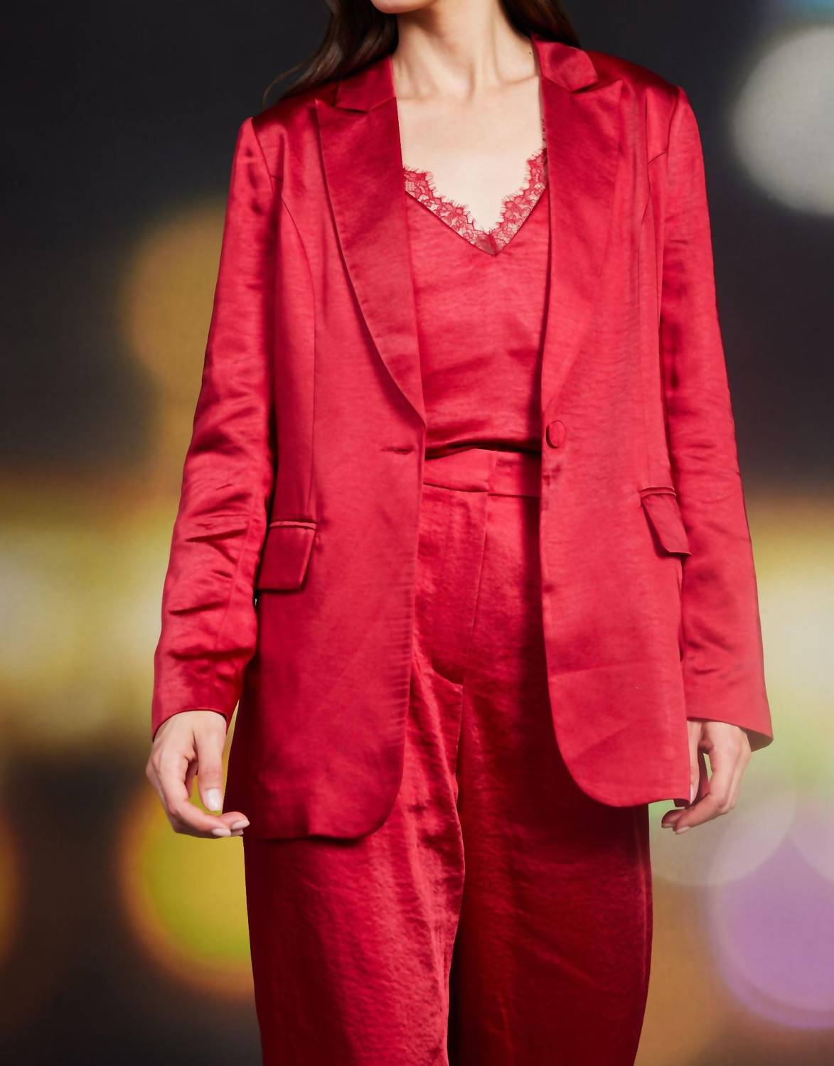 Skies Are Blue - One Button Dull Satin Blazer