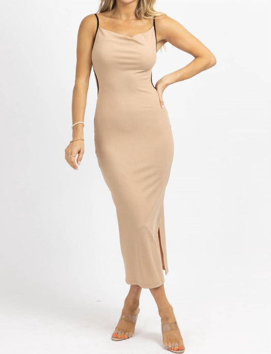 CONTRAST RIBBED MIDI DRESS