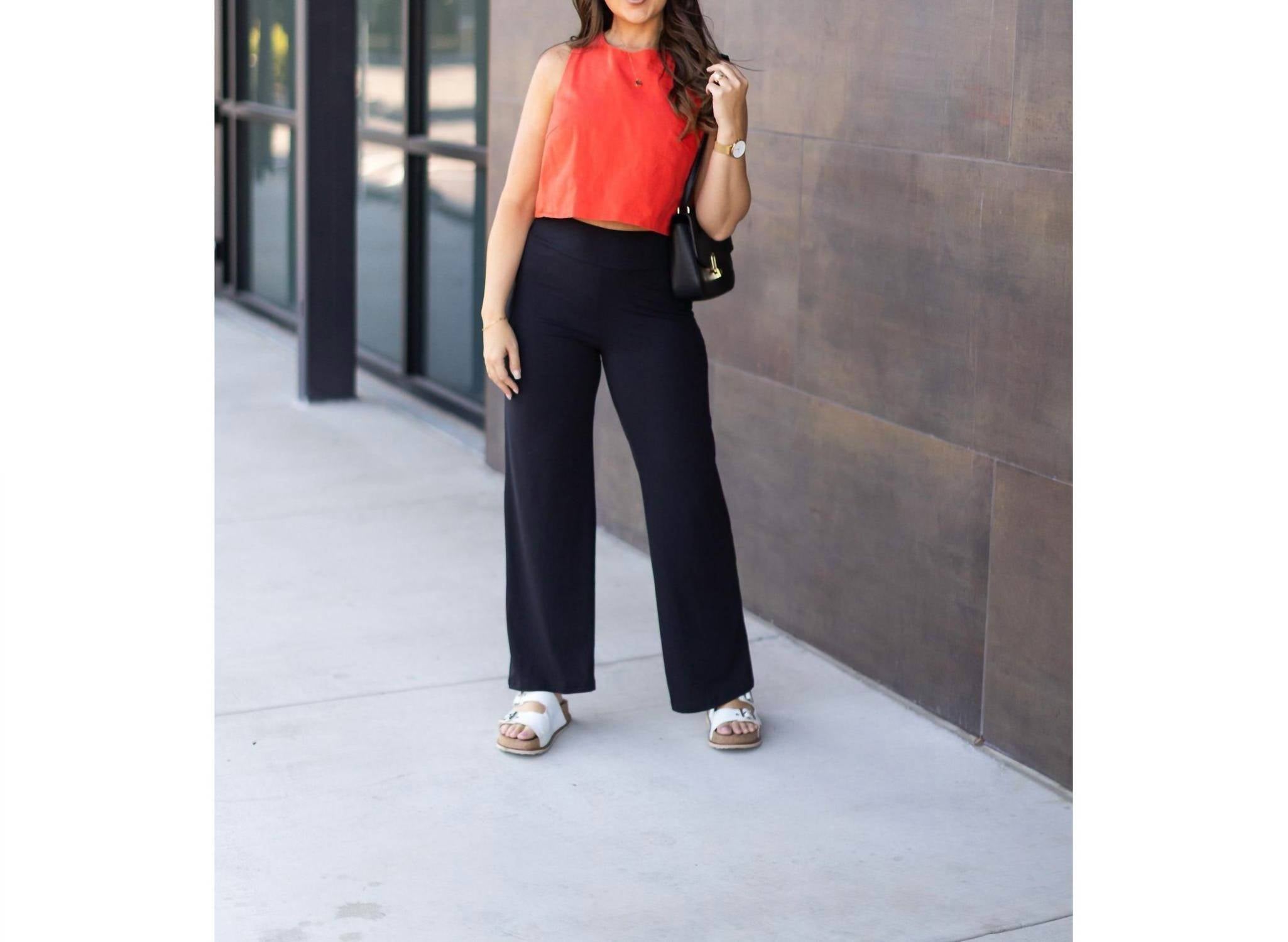 Julia Rose Brooke Wide Leg Full-length Luxe Leggings in black - women's pants - view 8