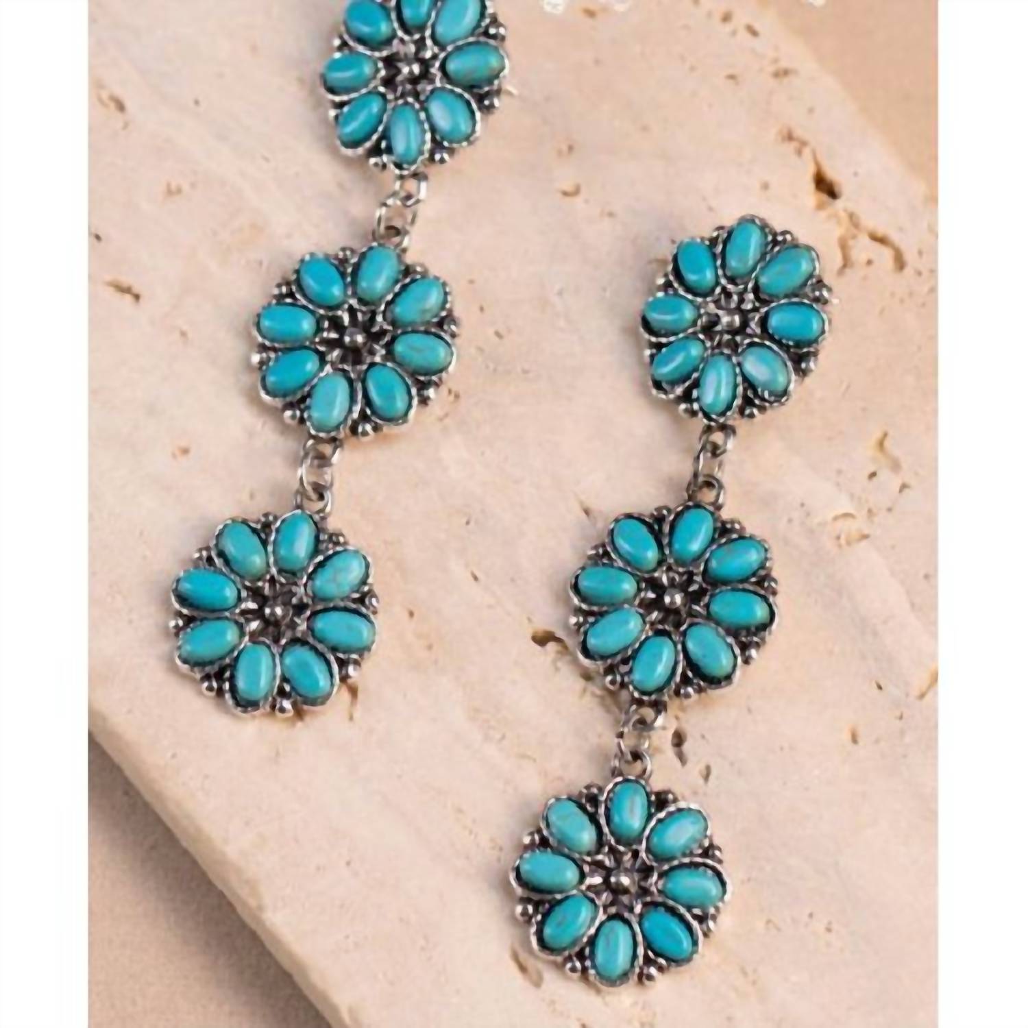 Montana West - Women's Three Tier Squash Blossom Drop Earrings