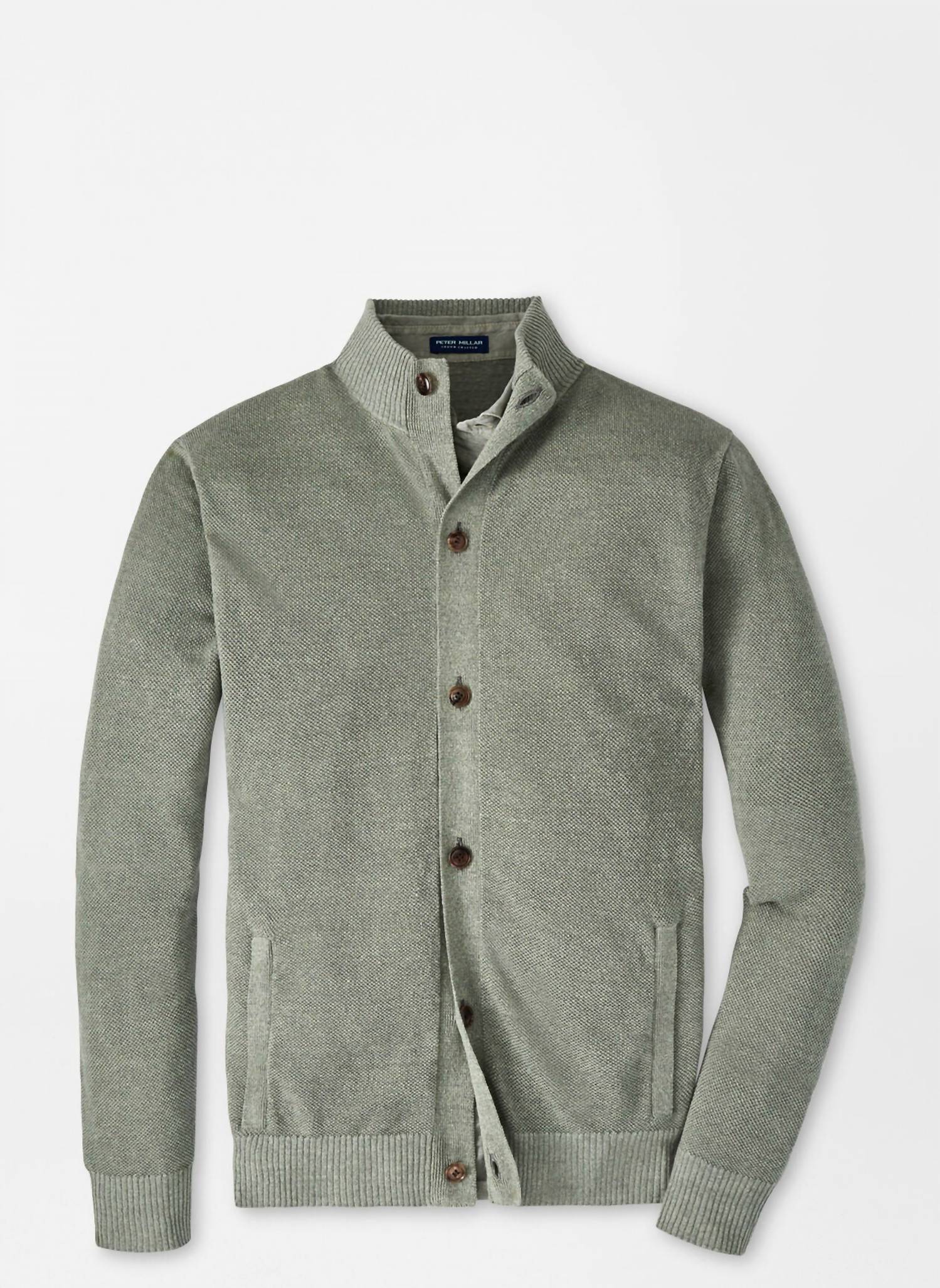 PETER MILLAR Glasgow Button Front Sweater in sage - men's sweater - view 5