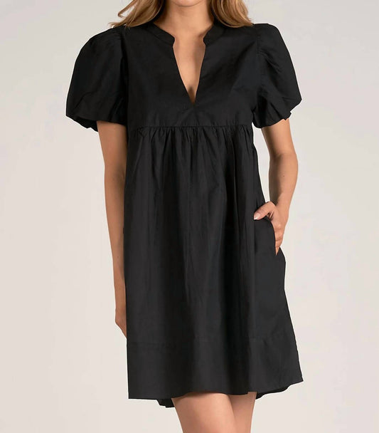 Elan - V Neck Black Dress