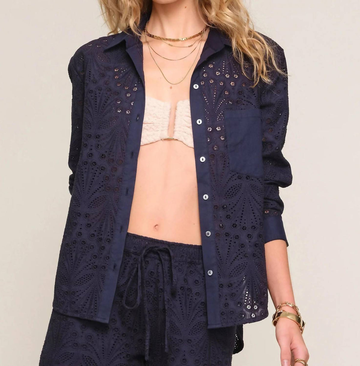 Heartloom - Gia Button-down Top Adn Shorts Set