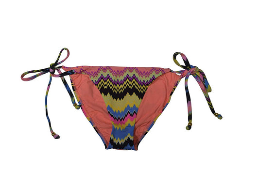 Women Zig Zag Print Hips Tie Strap Triangle Bikini Bottom Swimsuit