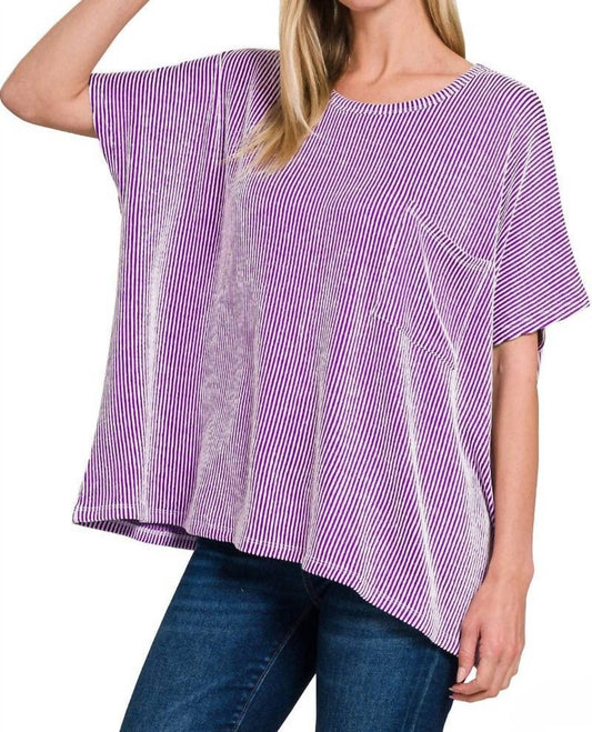 Zenana - Ribbed Striped Oversized Top