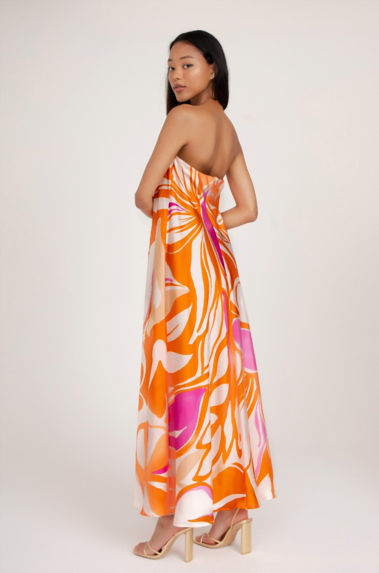 LAVENDER BROWN Jovie Maxi Dress in orange cream - women's dress - alternate view