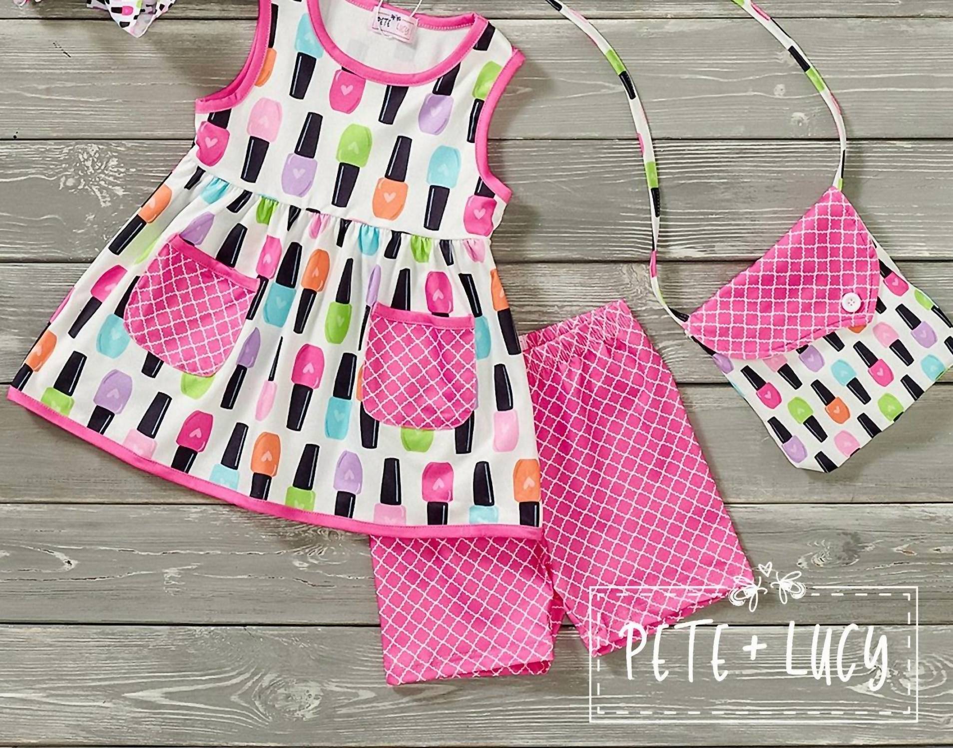 Pete + Lucy - Girls' Neon Nail Polish Short Set