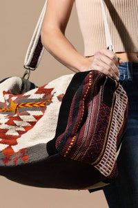 Urbanista - Women's Handwoven Navajo Pattern Duffel Bag With Suede Straps