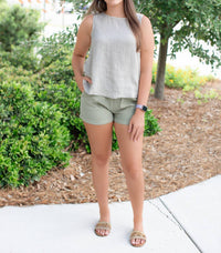 Charlie B - Women's Natural Sleeveless Linen Top