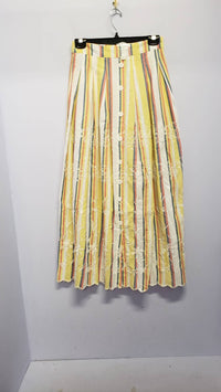 En Creme - Women's Embroidered Striped Maxi Skirt
