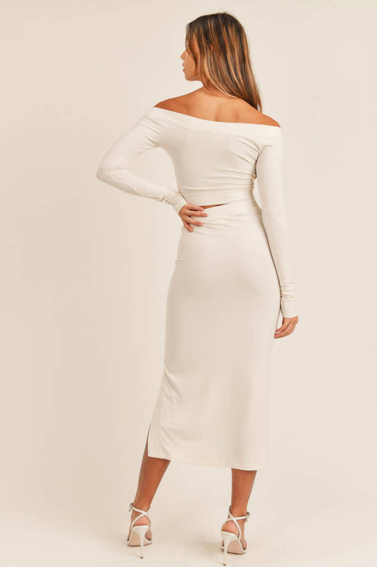 Mable - Women's Long Sleeve Off Shoulder And Skirt Set