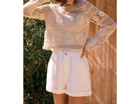 Idem Ditto - Floral Sheer Crochet Top
