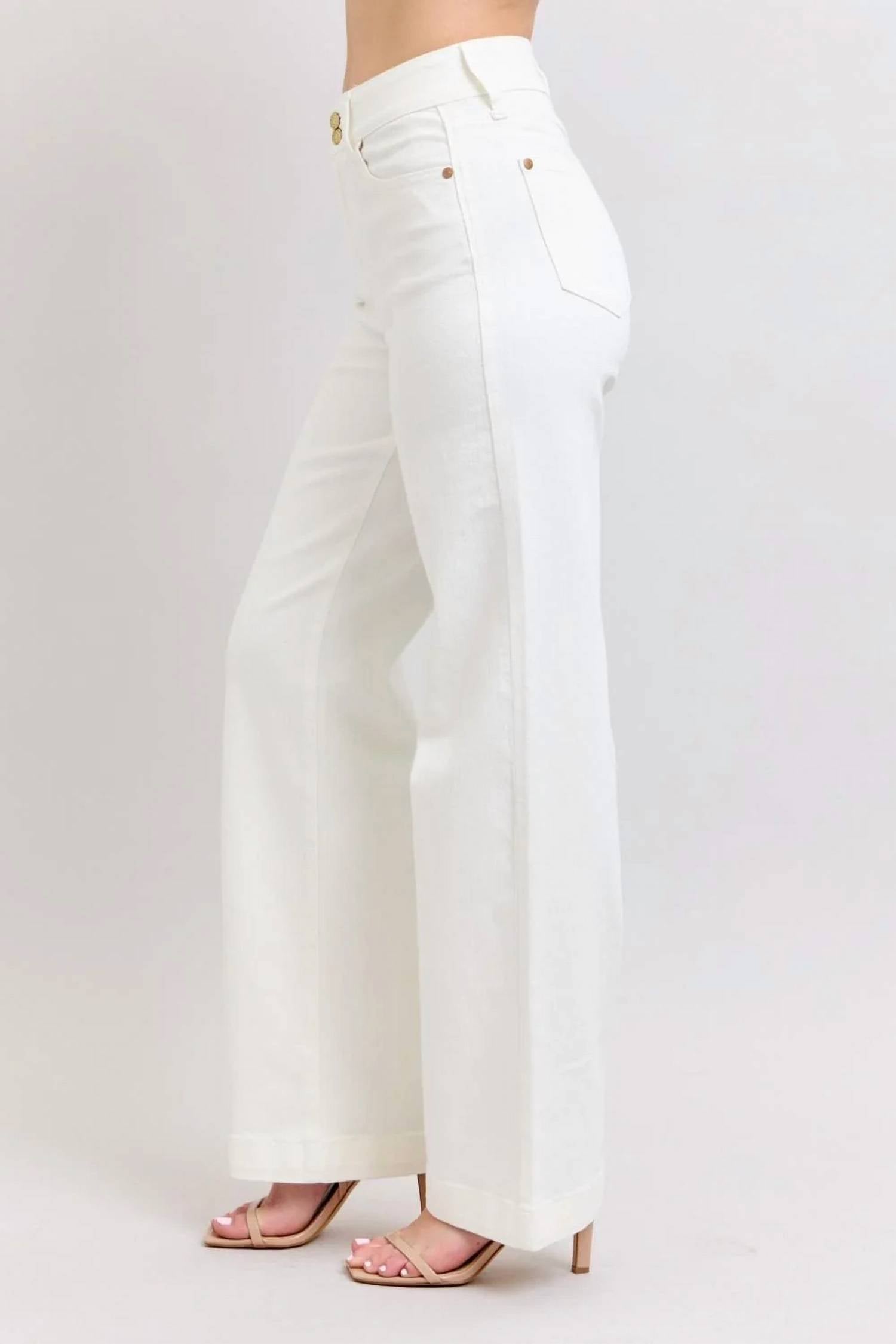 Judy Blue - High Waist Double Button Waistband & Coin Pocket Embroidery Jeans