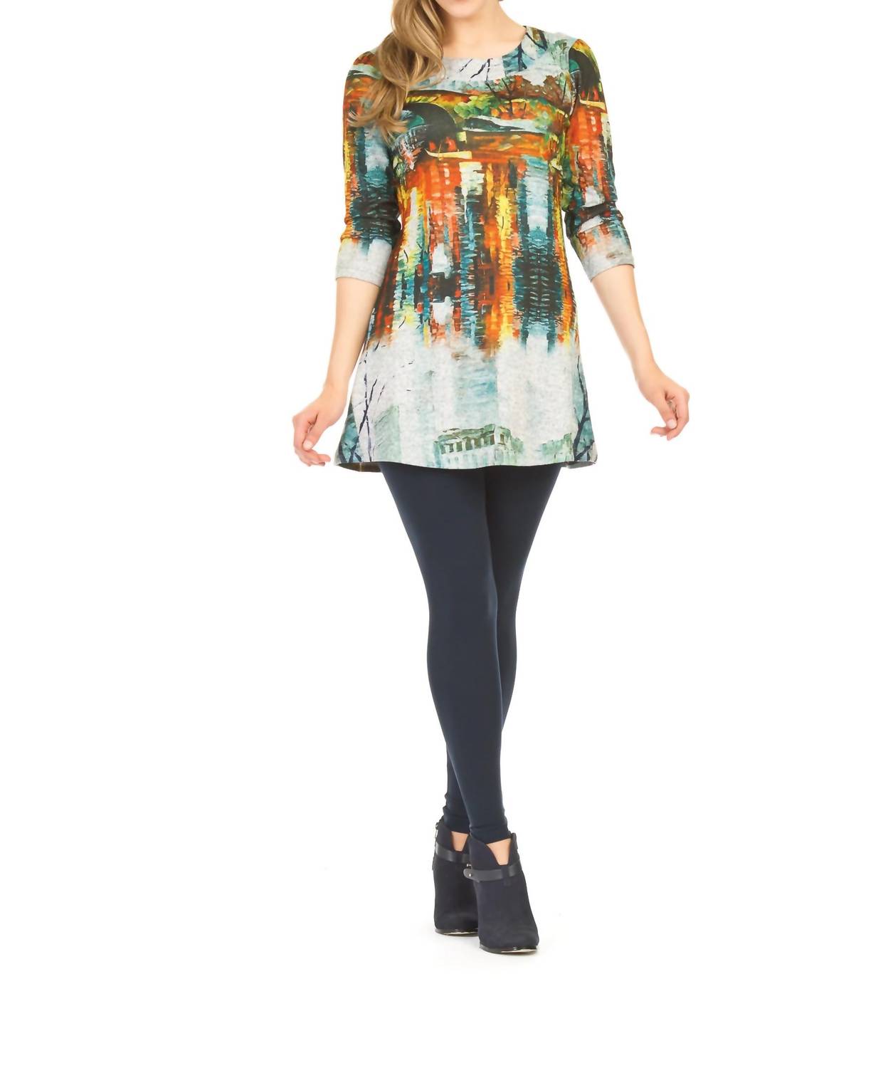 Papillon - Watercolor Painter Print 3/4 Sleeve Dress