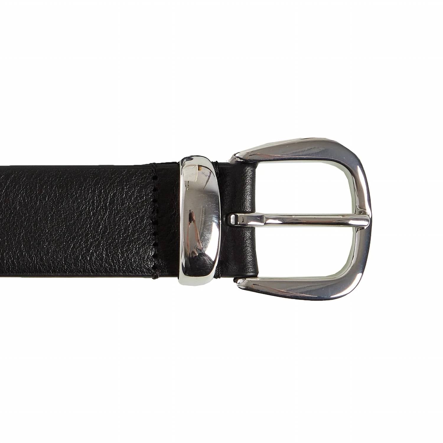 Anderson's Leather Belt With Silver Buckle in black - women's accessory - detail view