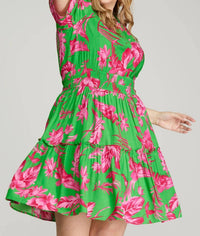 She + Sky - Half Sleeve Woven Dress - Plus