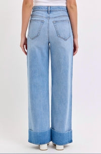 CELLO Connie Wide Leg Jeans With Self-cuff in light wash - women's jeans - alternate view