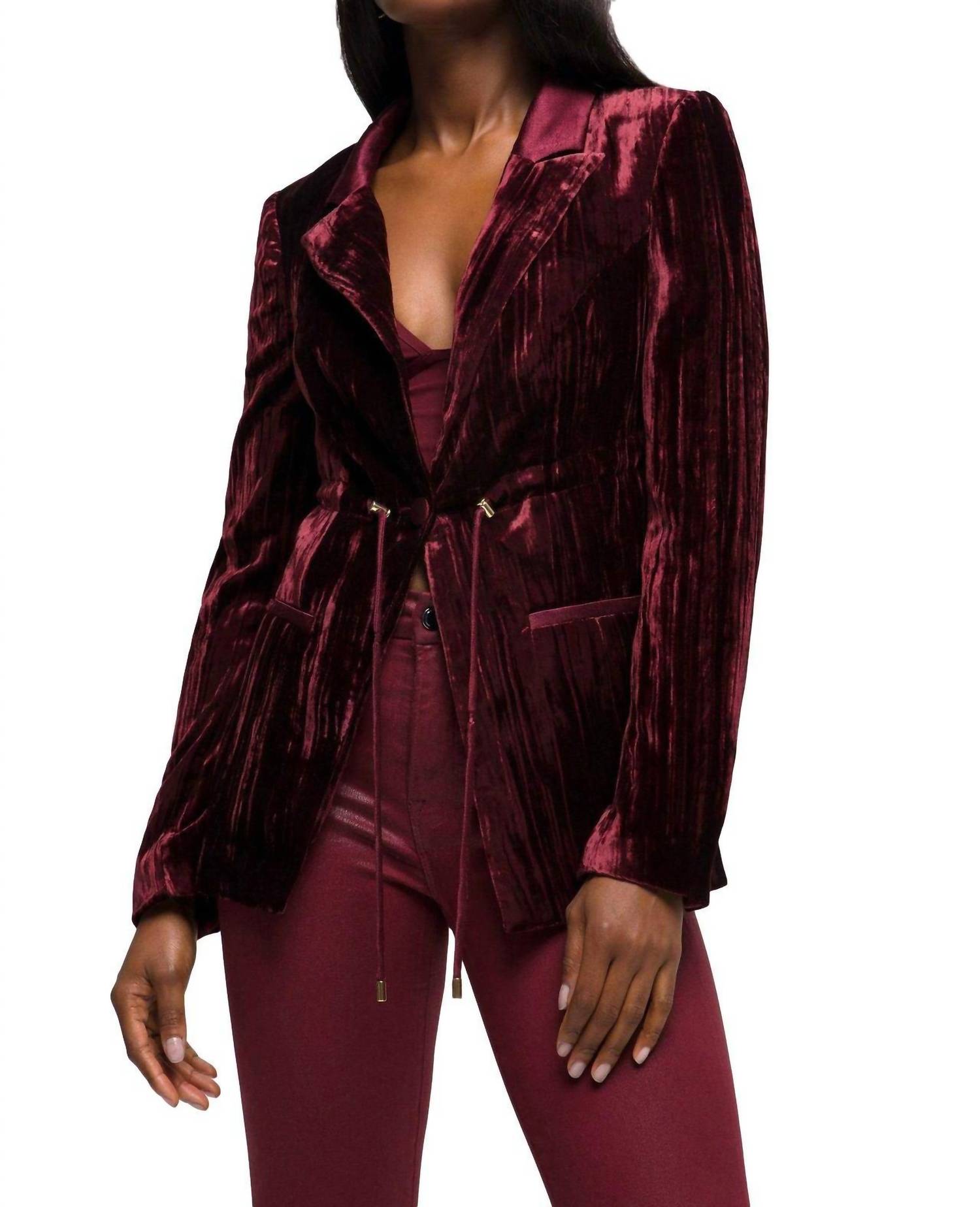 GOOD AMERICAN Cinched Blazer in port - women's jacket