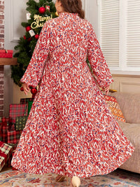 Lovesoft - Abstract Print V-neck High Waist Maxi Dress - Plus