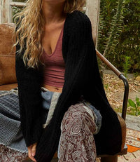 POL Long Sleeve Relaxed Open Cardigan in black - women's cardigan - alternate view