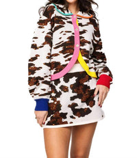 Queen Of Sparkles - Sequin Cow Print Mini Skirt
