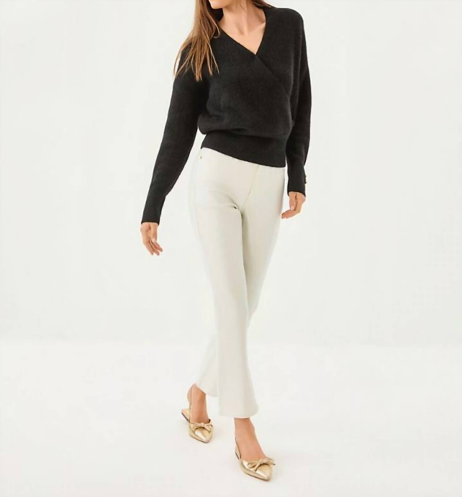 Lilly Pulitzer Liza Shimmer Crop Flare Jeans in coconut metallic - women's pants - detail view