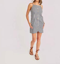 Sadie & Sage - Women's Mustang Gingham Buttoned Mini Dress