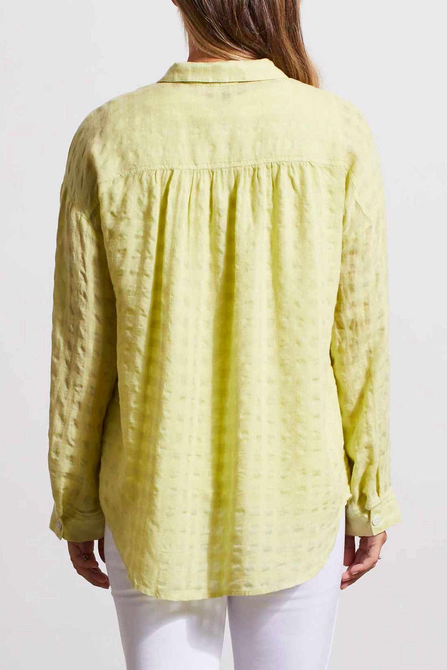 TRIBAL Jacquard blouse in wild lime - women's blouse - alternate view