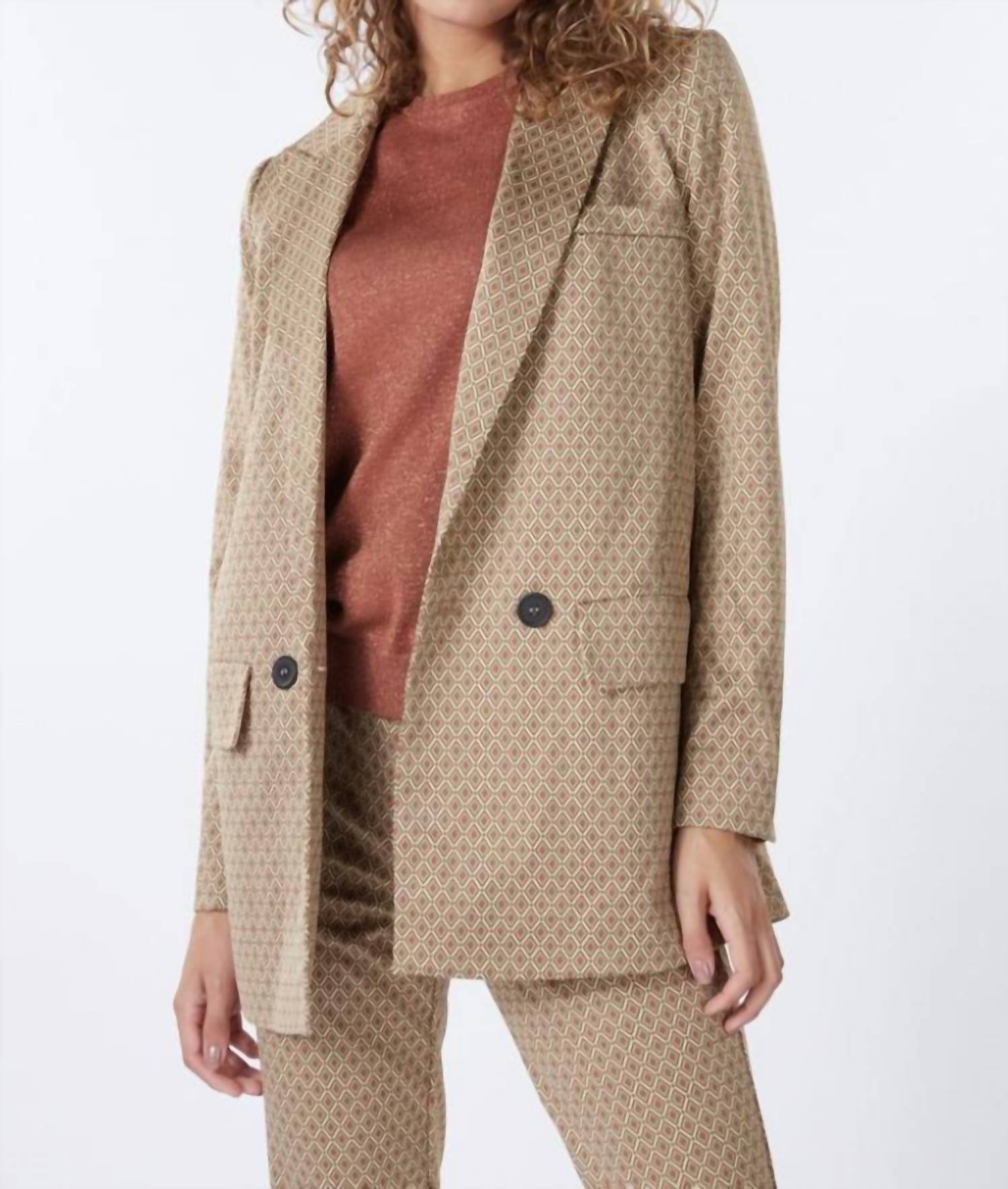 Esqualo - Double Breasted Knitted Diamond Blazer